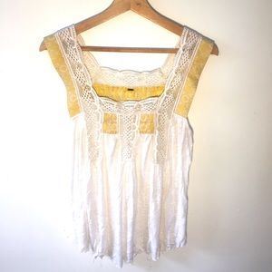 Free People Lace and Ribbon Top